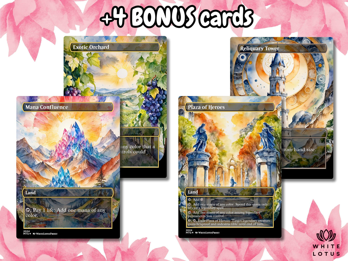 Mega EDH land pack (50+ cards) Anime watercolour lands set of 50 unique borderless custom proxy lands High quality lands for EDH or cEDH