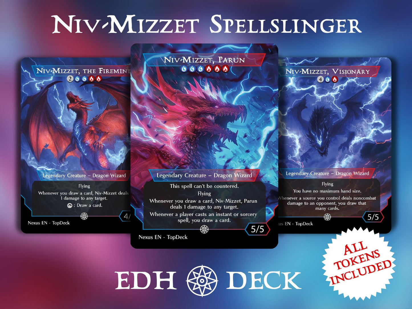 Niv-Mizzet Spellslinger - Commander EDH Deck - With Tokens - MTG Full Proxy Deck, Altered Cards cEDH