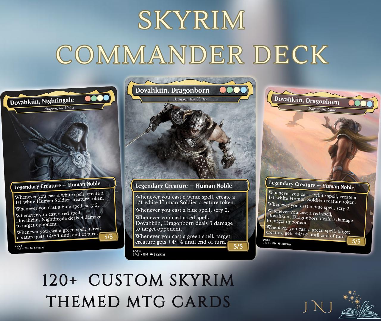 Skyrim Themed Commander Deck Proxies, Multi Colour Combo, 120+ Unique Cards, Quality Custom Card Proxy for Commander EDH