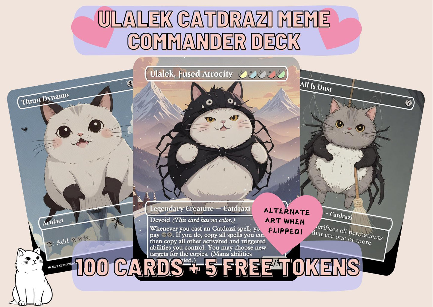 Ulalek Catdrazi Meme Eldrazi Proxy Commander Deck, 100 Cards + 5 Free Tokens | Cute Custom Full Art | MuraProxyArt