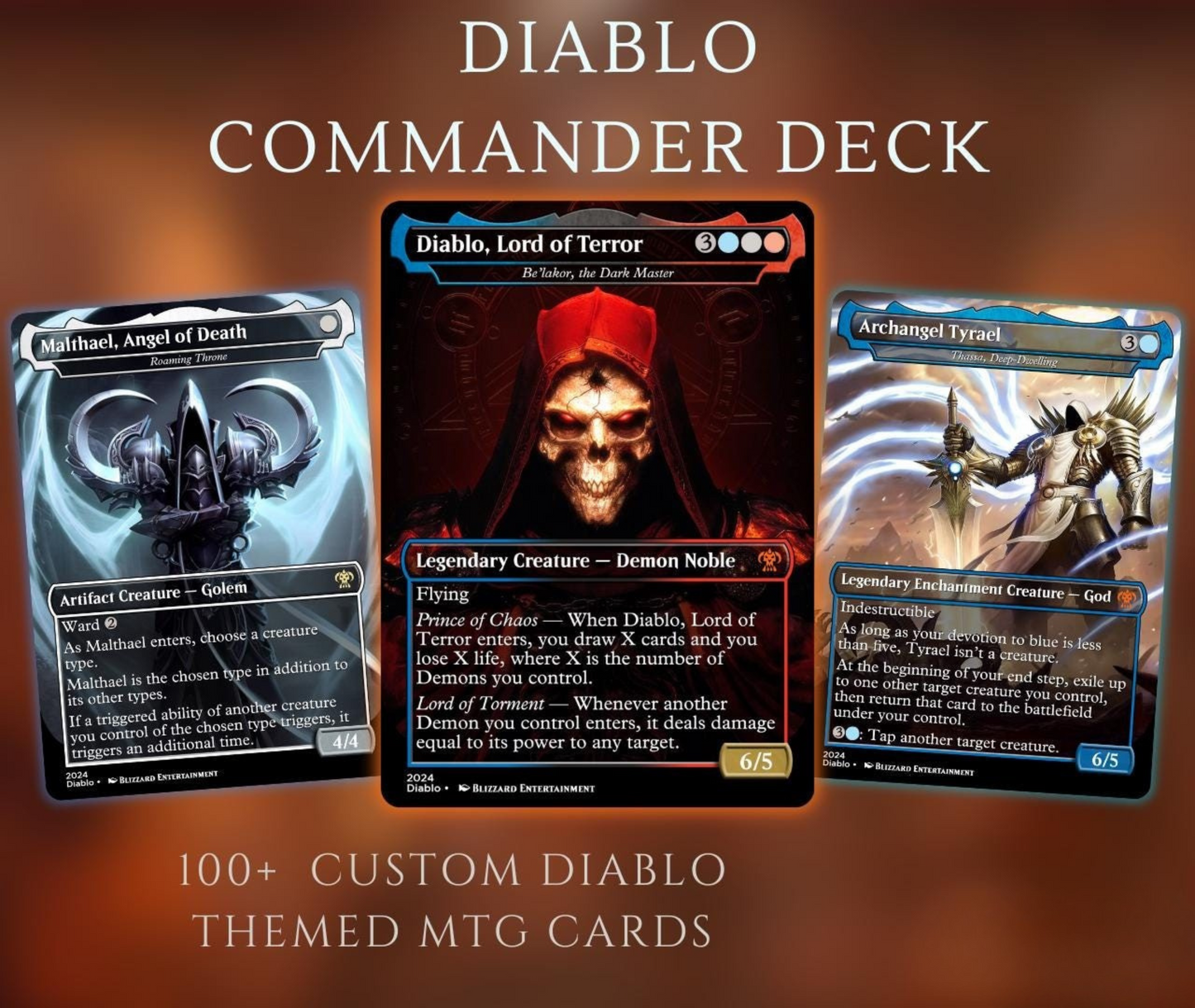 Diablo Themed Commander Deck Proxies, Demon Tribal/Reanimation, 105+ Unique Cards, High Quality Custom Card Proxy Replicas for Commander EDH