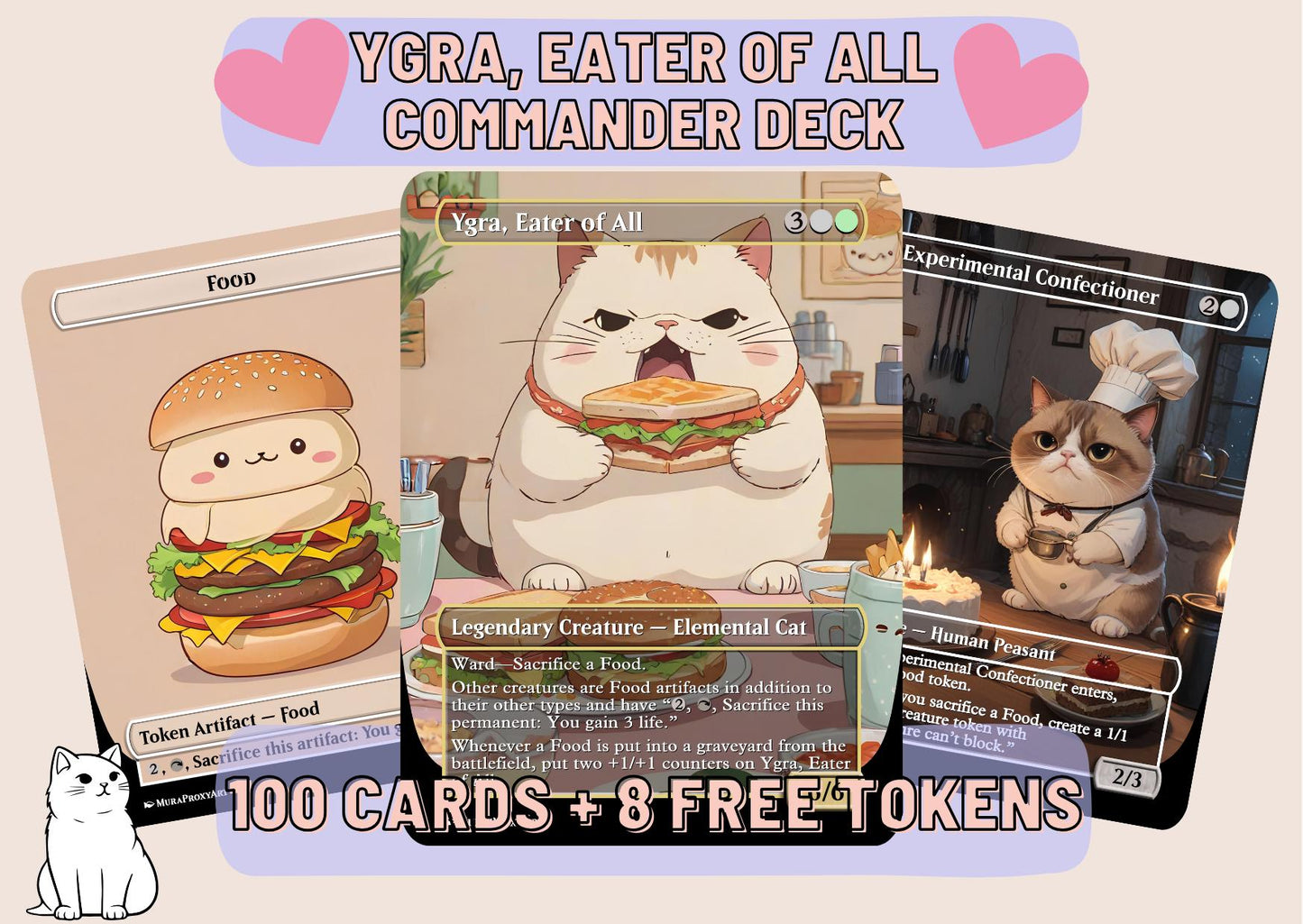 Ygra Food Sacrifice Proxy Commander Deck, 100 Cards + 8 Free Tokens | Cute Custom Full Art | MuraProxyArt