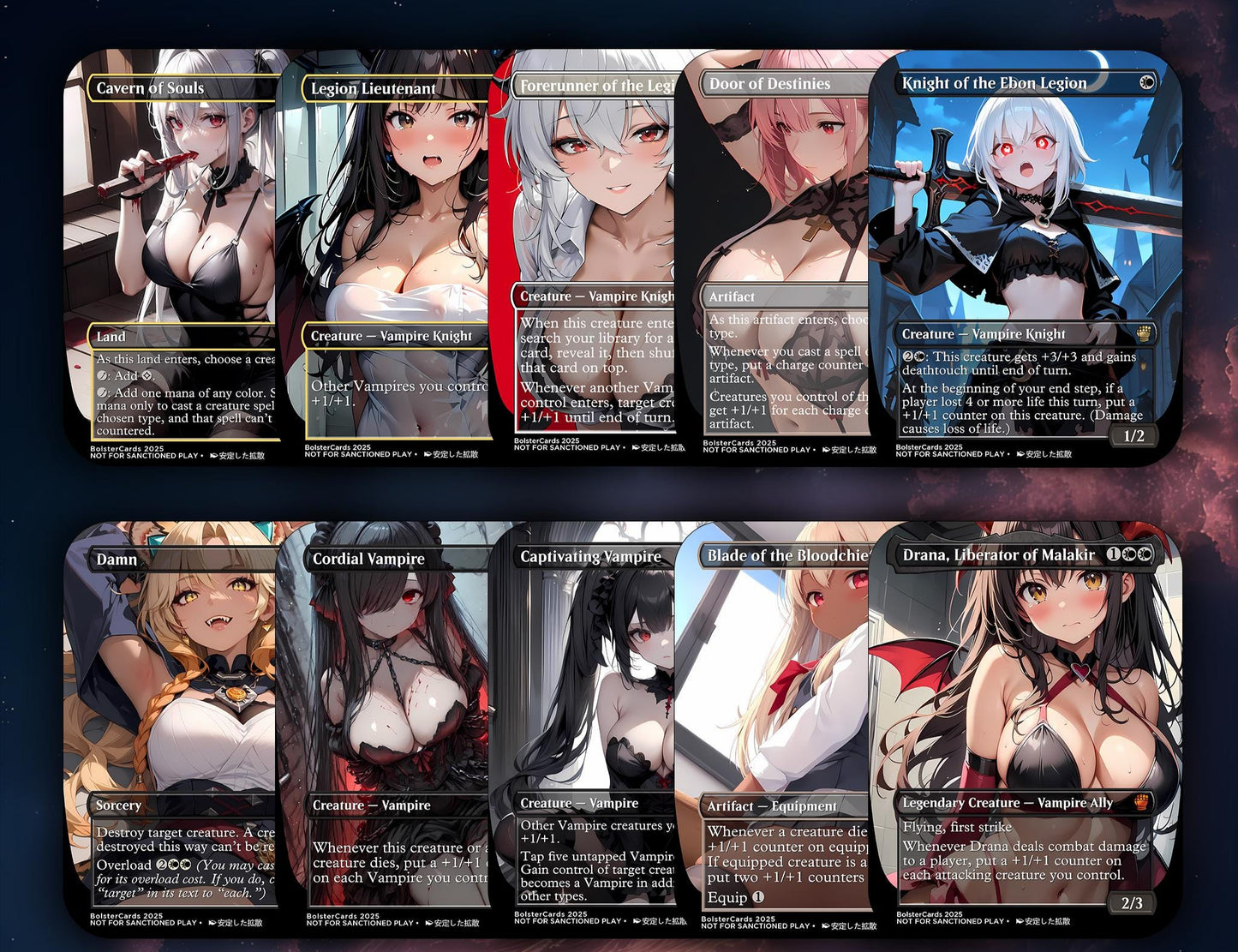 Edgar Markov Anime Style Waifu Tribal Commander Deck Special Edition Custom Proxy Deck Art For EDH High Quality Cards 108 Cards