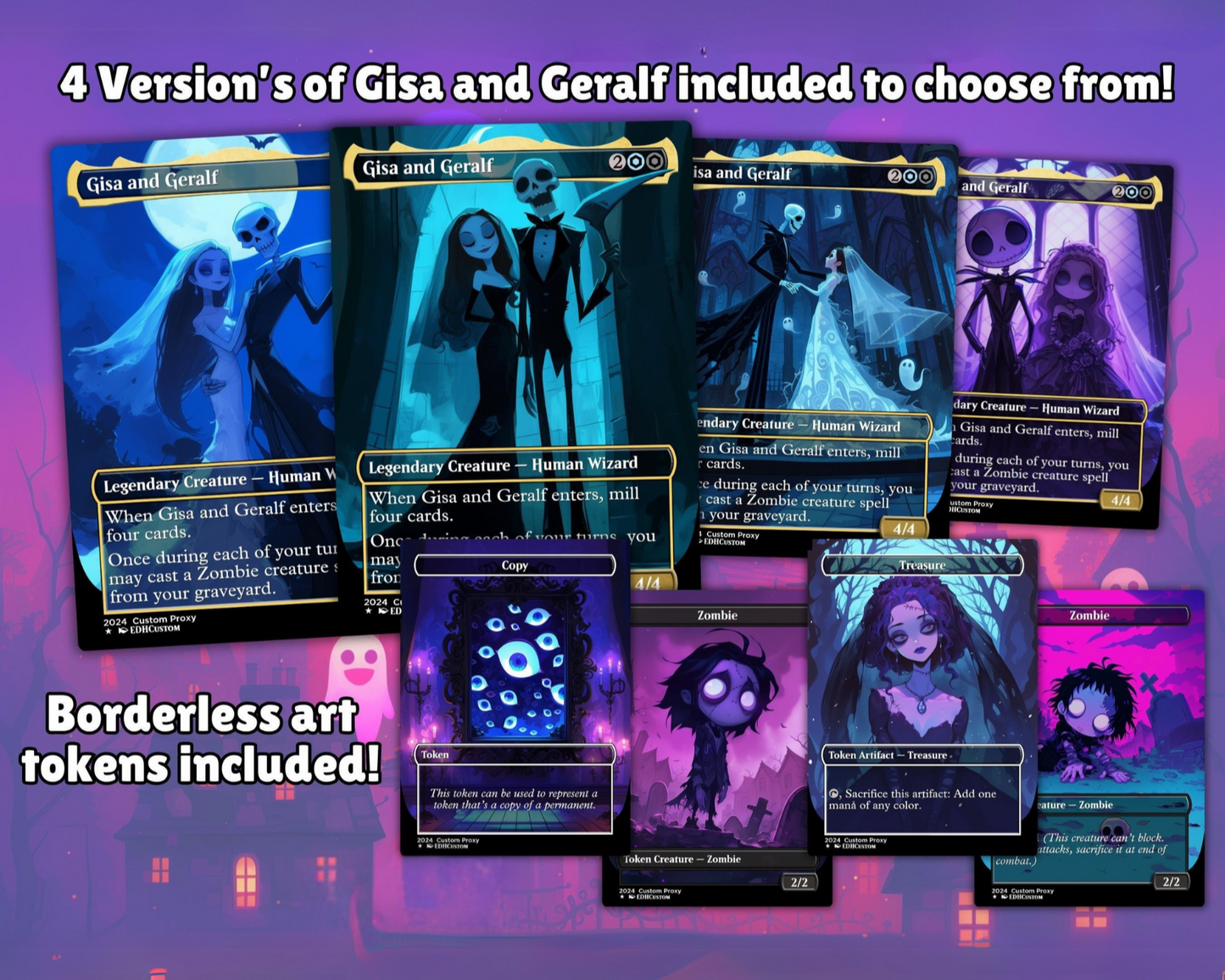 Zombies Proxy Deck Gisa and Geralf 100 Cards + Sideboard + Tokens | Premium Quality Custom MTG Proxies for EDH Commander