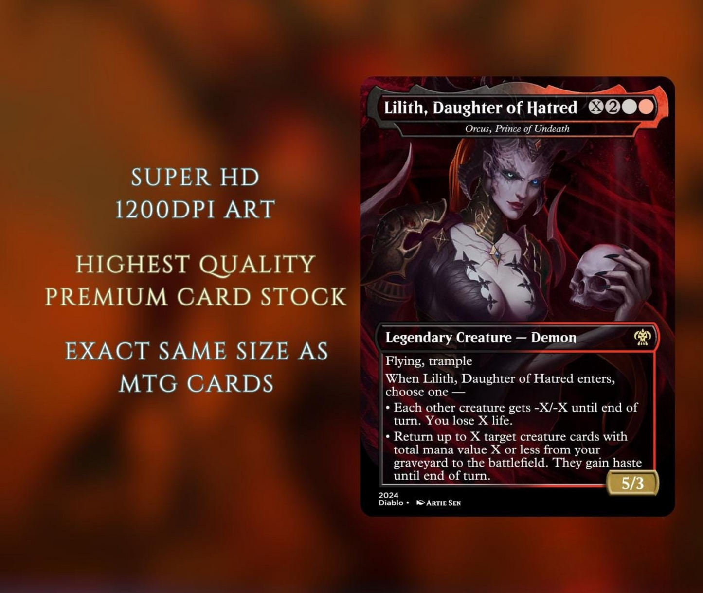 Diablo Themed Commander Deck Proxies, Demon Tribal/Reanimation, 105+ Unique Cards, High Quality Custom Card Proxy Replicas for Commander EDH