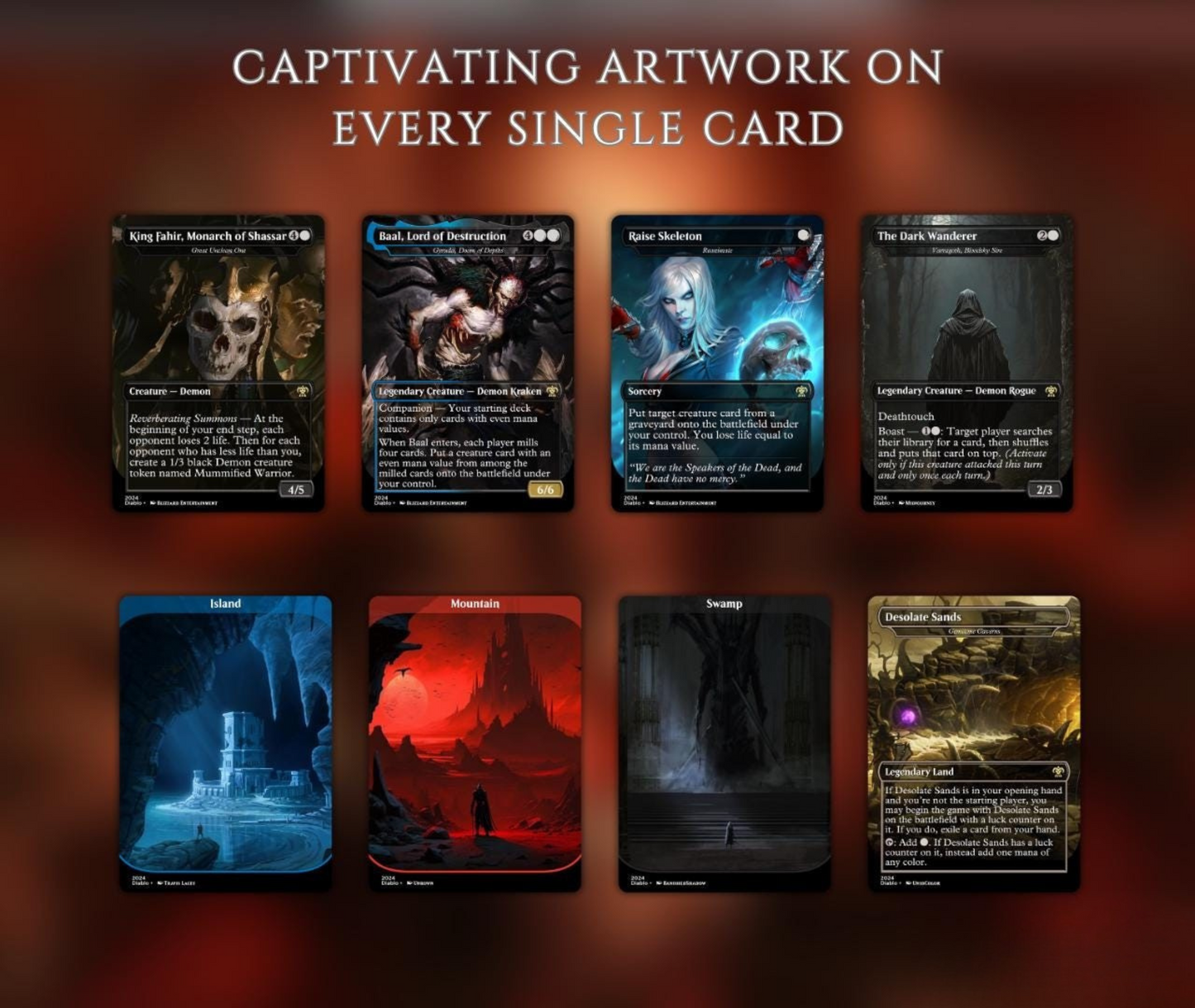 Diablo Themed Commander Deck Proxies, Demon Tribal/Reanimation, 105+ Unique Cards, High Quality Custom Card Proxy Replicas for Commander EDH