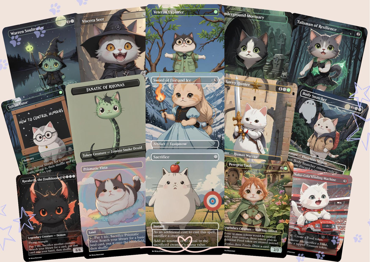 Ygra Food Sacrifice Proxy Commander Deck, 100 Cards + 8 Free Tokens | Cute Custom Full Art | MuraProxyArt