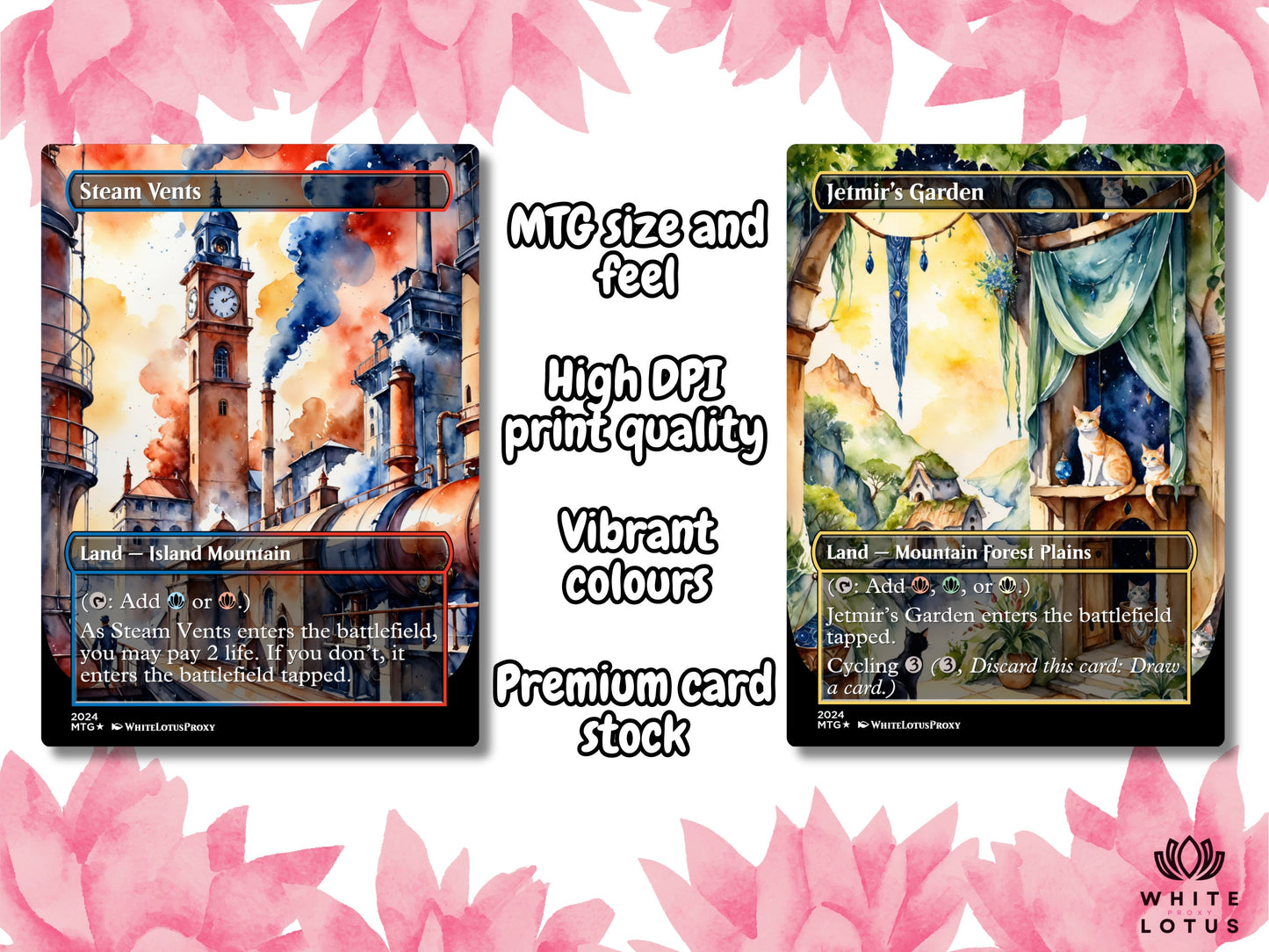 Mega EDH land pack (50+ cards) Anime watercolour lands set of 50 unique borderless custom proxy lands High quality lands for EDH or cEDH