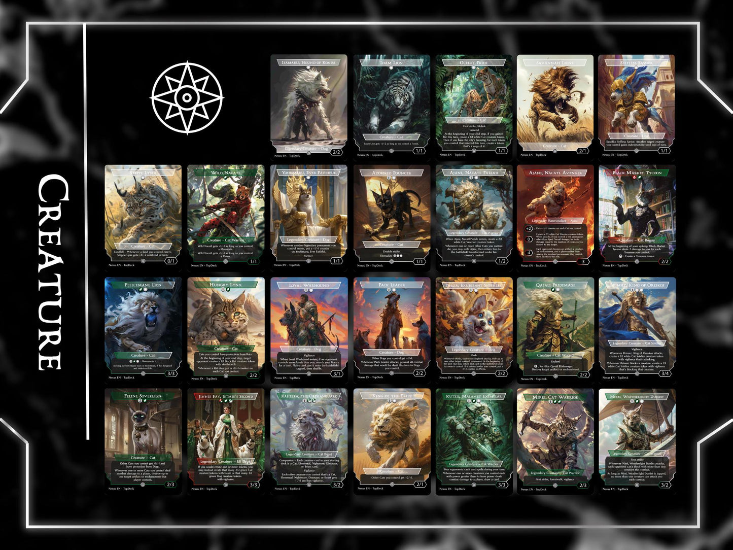 Rin and Seri Cat & Dog Tribal - Commander EDH Deck - With Tokens - MTG Full Proxy Deck, Altered Cards cEDH