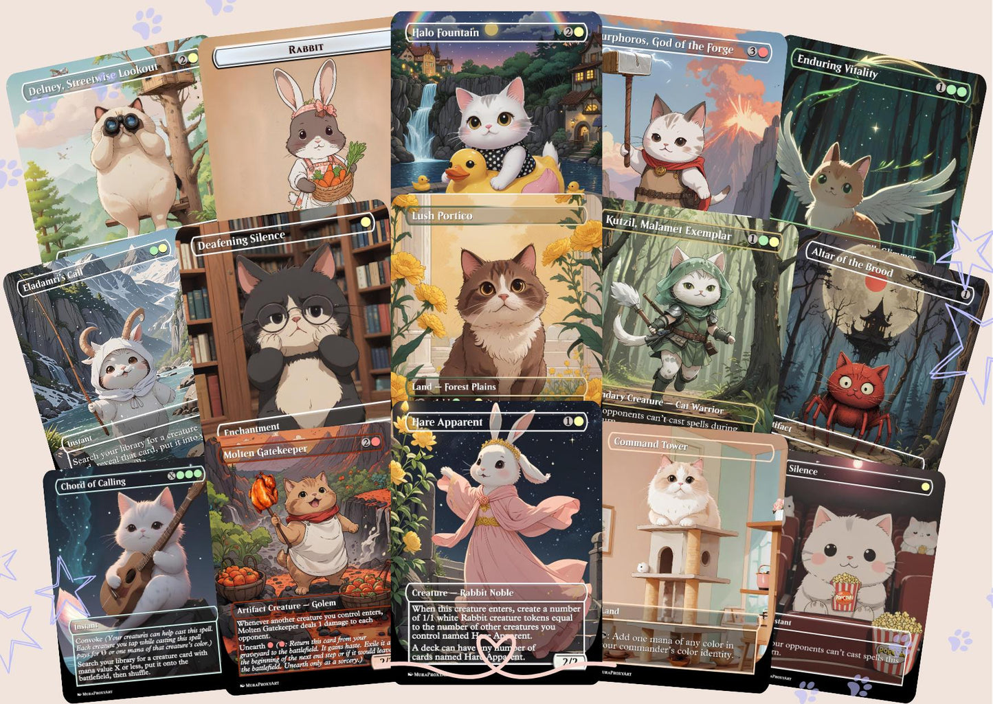 Baylen Hare Apparent Proxy Commander Deck, 100 Cards + 8 Free Tokens | Cute Custom Full Art | MuraProxyArt