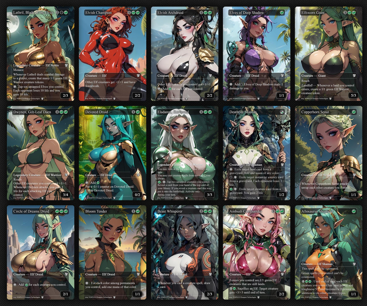 Lathril Blade of the Elves EDH Anime Style Waifu Proxy Deck Custom Proxy Elf Tribal Elves High Quality Cards, 120 Cards, 18 Sideboard Cards