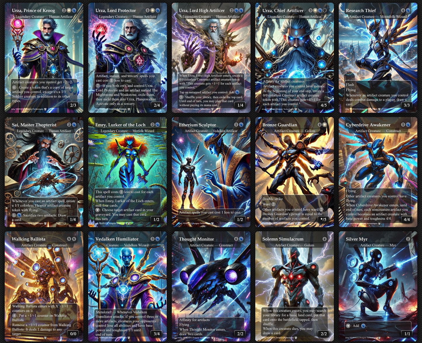 Urza, Chief Artificer Affinity Deck, 120 Cards, 14 Sideboard, 6 Tokens Includes All Main Urza's, Shorikai, Artifacts, Custom