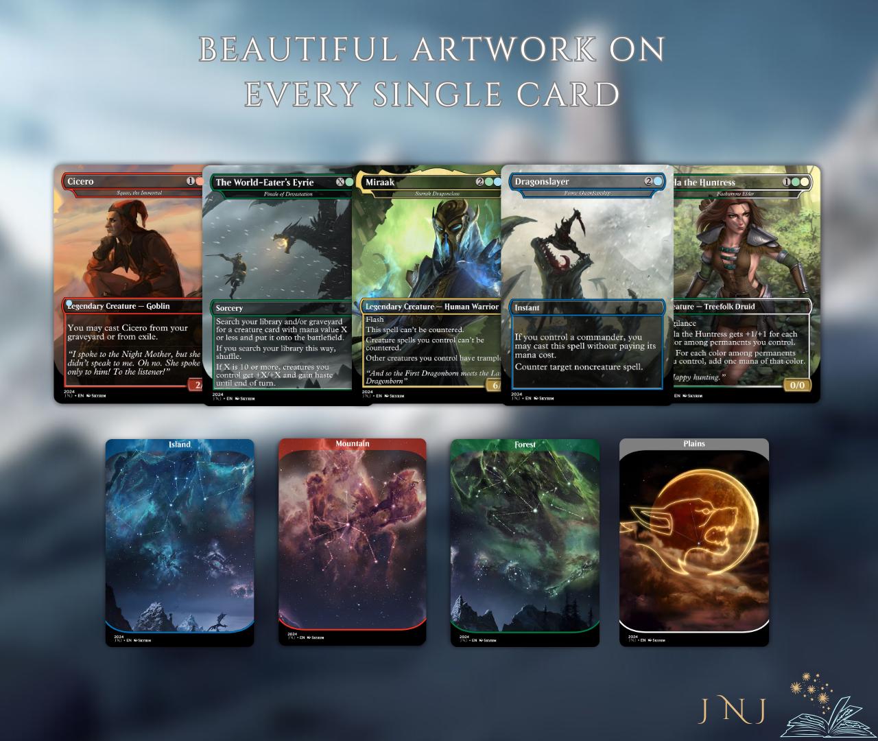 Skyrim Themed Commander Deck Proxies, Multi Colour Combo, 120+ Unique Cards, Quality Custom Card Proxy for Commander EDH