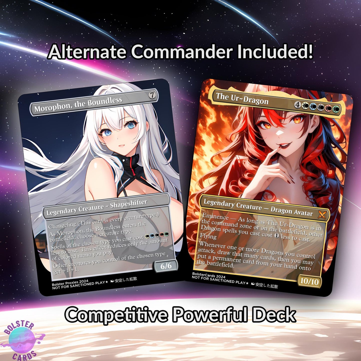 The Ur-Dragon Anime Waifu Proxy Custom Card TCG Foil/NonFoil Mature Gorgeous Anime Art For EDH Commander Gift For Him/Her