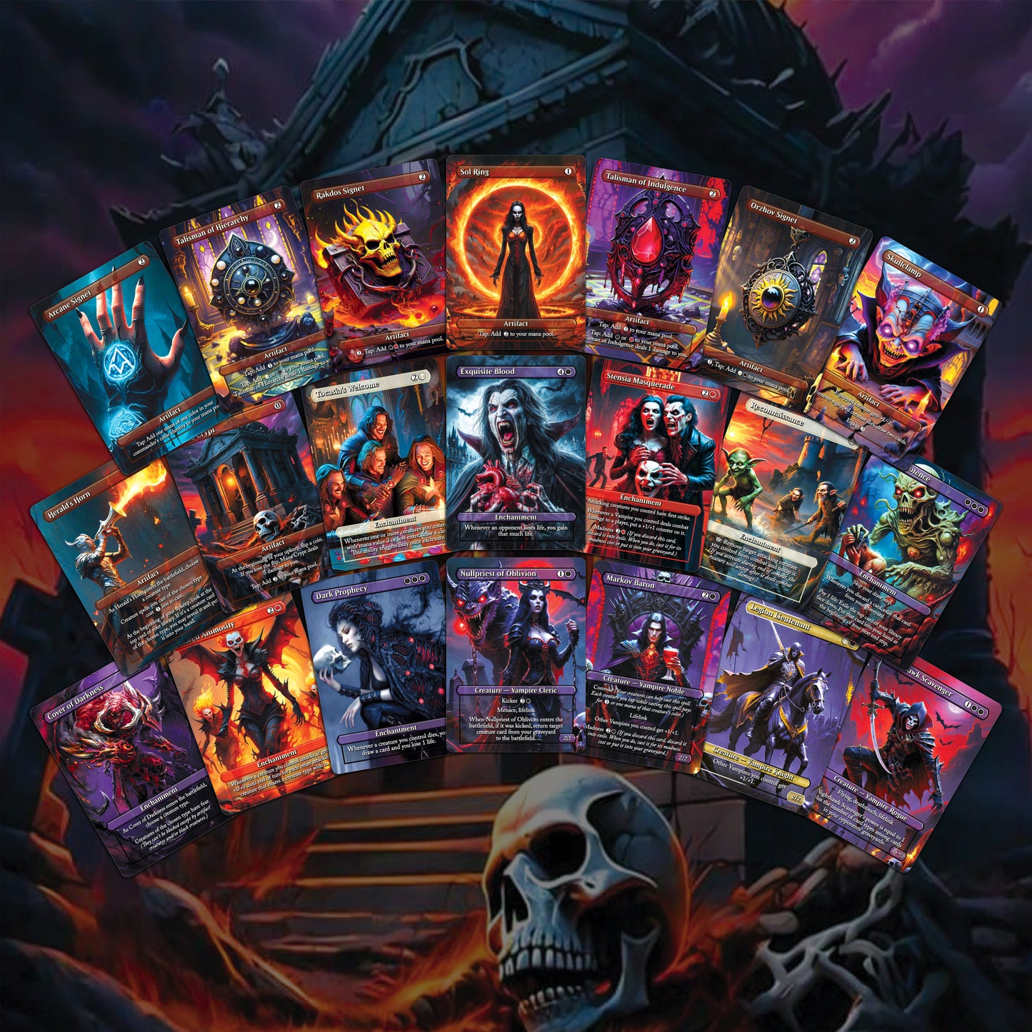 Vampire Commander Deck - Edgar Markov High Quality MTG Proxies for EDH, Full 100 Card Ready to Play Deck with Custom Art + Bonus