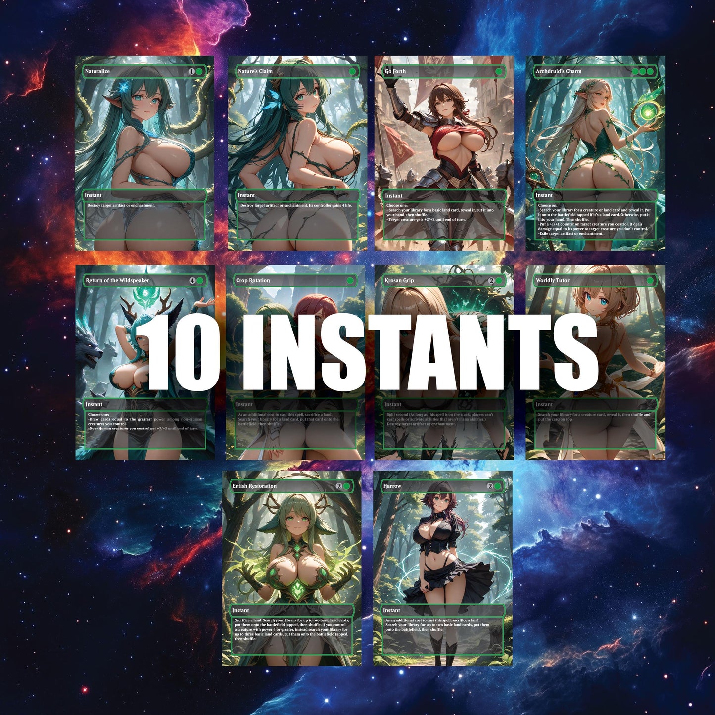 Mono Green Waifu Wonderland – Custom Proxy MTG Commander Deck | Bristly Bill. Spiky, Sassy, Landfall Commander