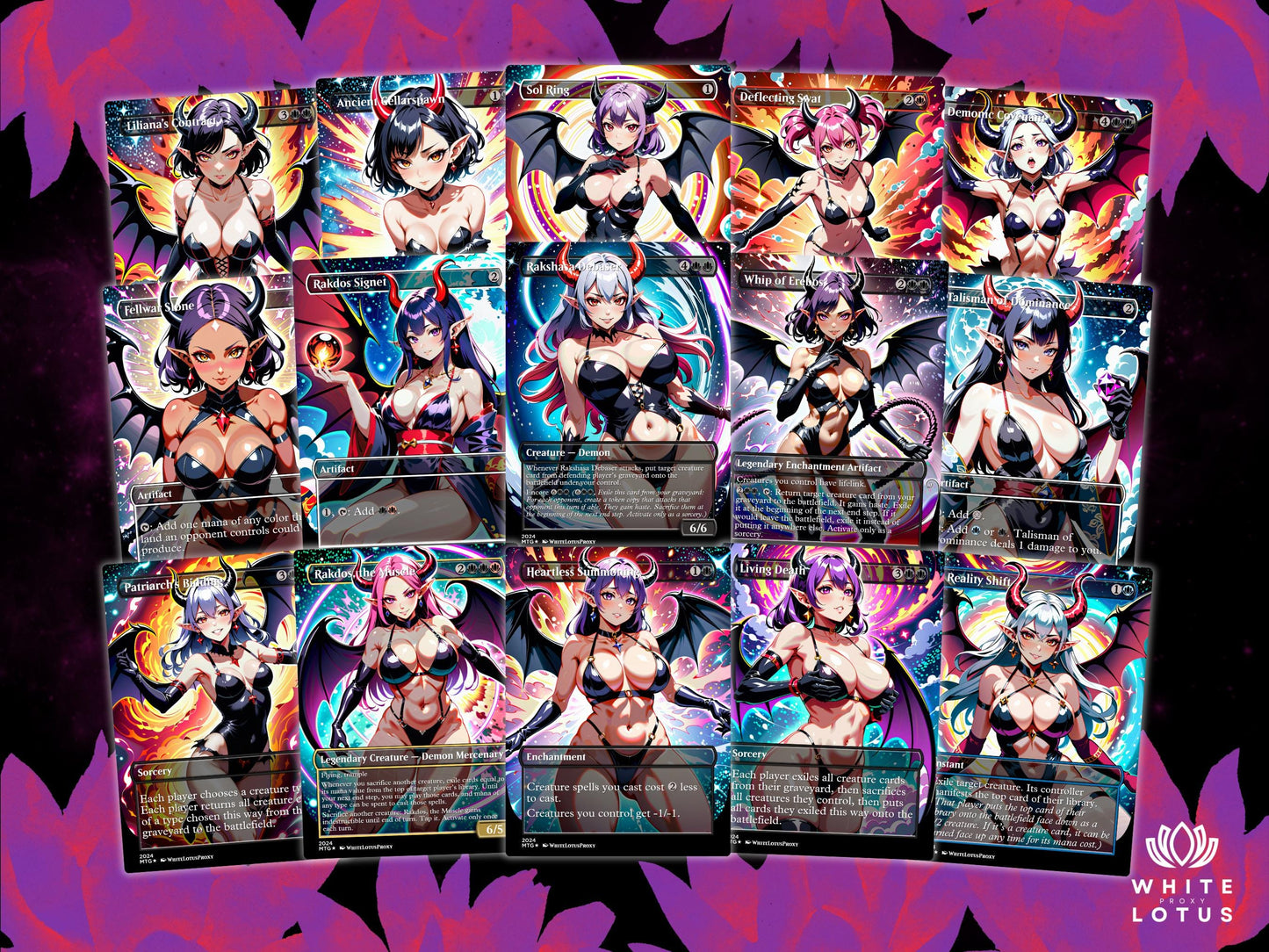 Demon Tribal Anime Style Waifu Proxy Commander Deck Special Edition Custom MTG EDH Deck English High Quality Cards