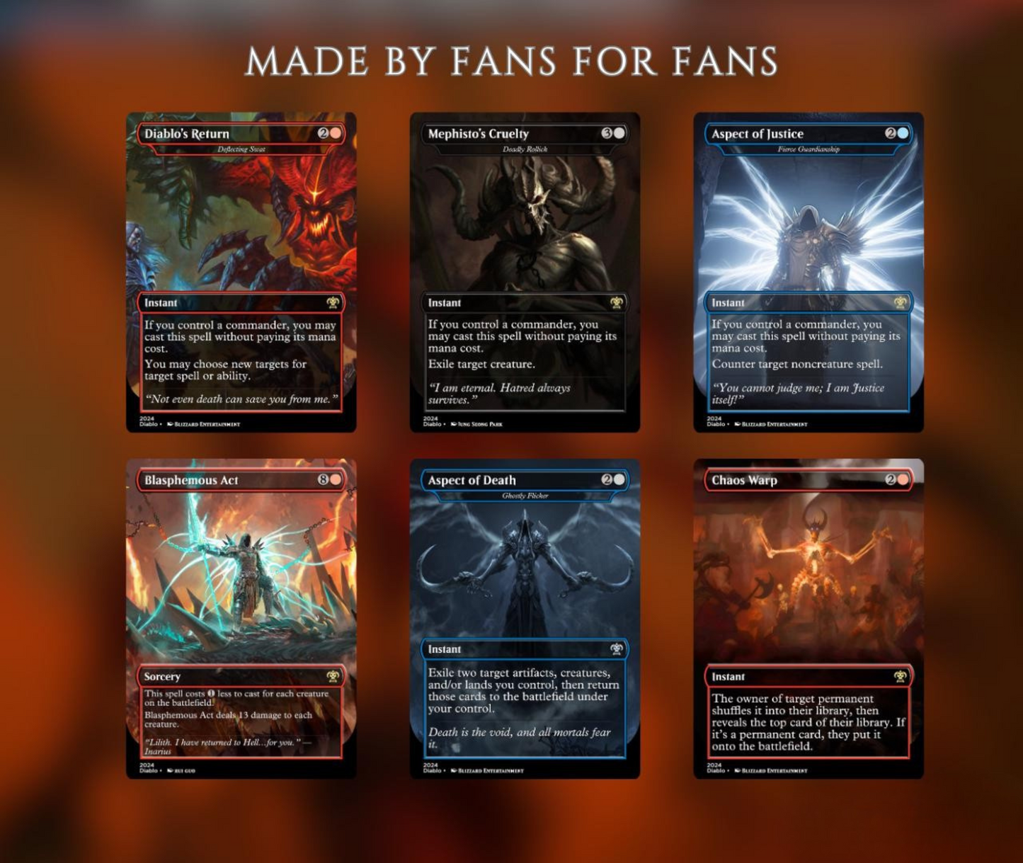 Diablo Themed Commander Deck Proxies, Demon Tribal/Reanimation, 105+ Unique Cards, High Quality Custom Card Proxy Replicas for Commander EDH