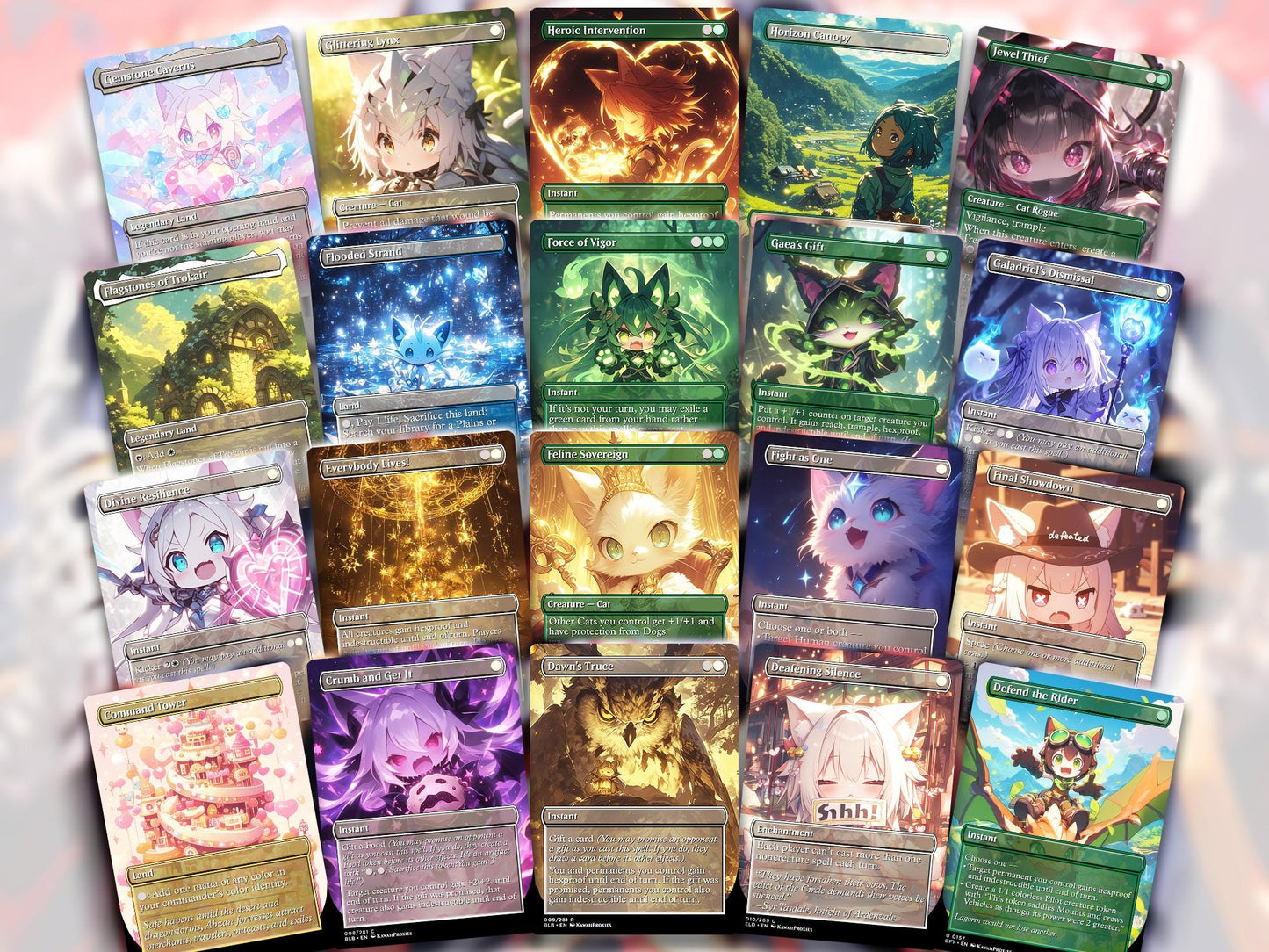 Chibi Catgirl MTG Deck - Arahbo EDH | Competitive Roar of the World | 100+ Premium Custom Cards
