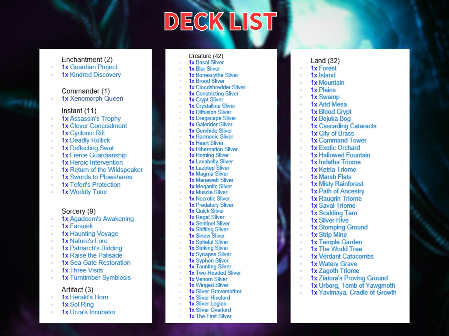 Alien Commander Deck • Alien Mtg Proxy Deck • Mtg Commander Deck • Custom MTG card • Magic The Gathering • Mtg Proxy Commander