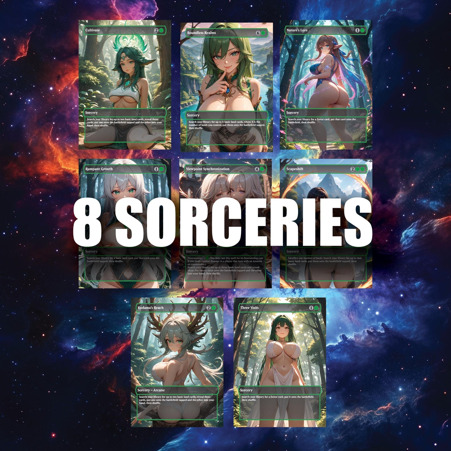 Mono Green Waifu Wonderland – Custom Proxy MTG Commander Deck | Bristly Bill. Spiky, Sassy, Landfall Commander