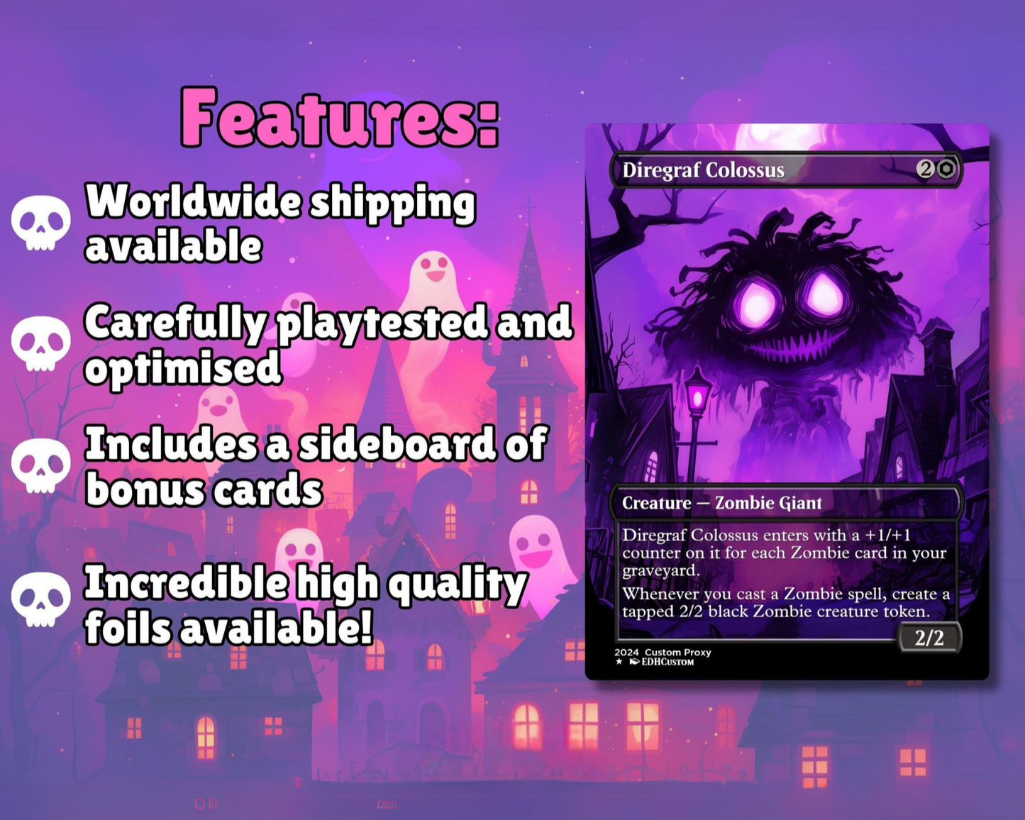 Zombies Proxy Deck Gisa and Geralf 100 Cards + Sideboard + Tokens | Premium Quality Custom MTG Proxies for EDH Commander