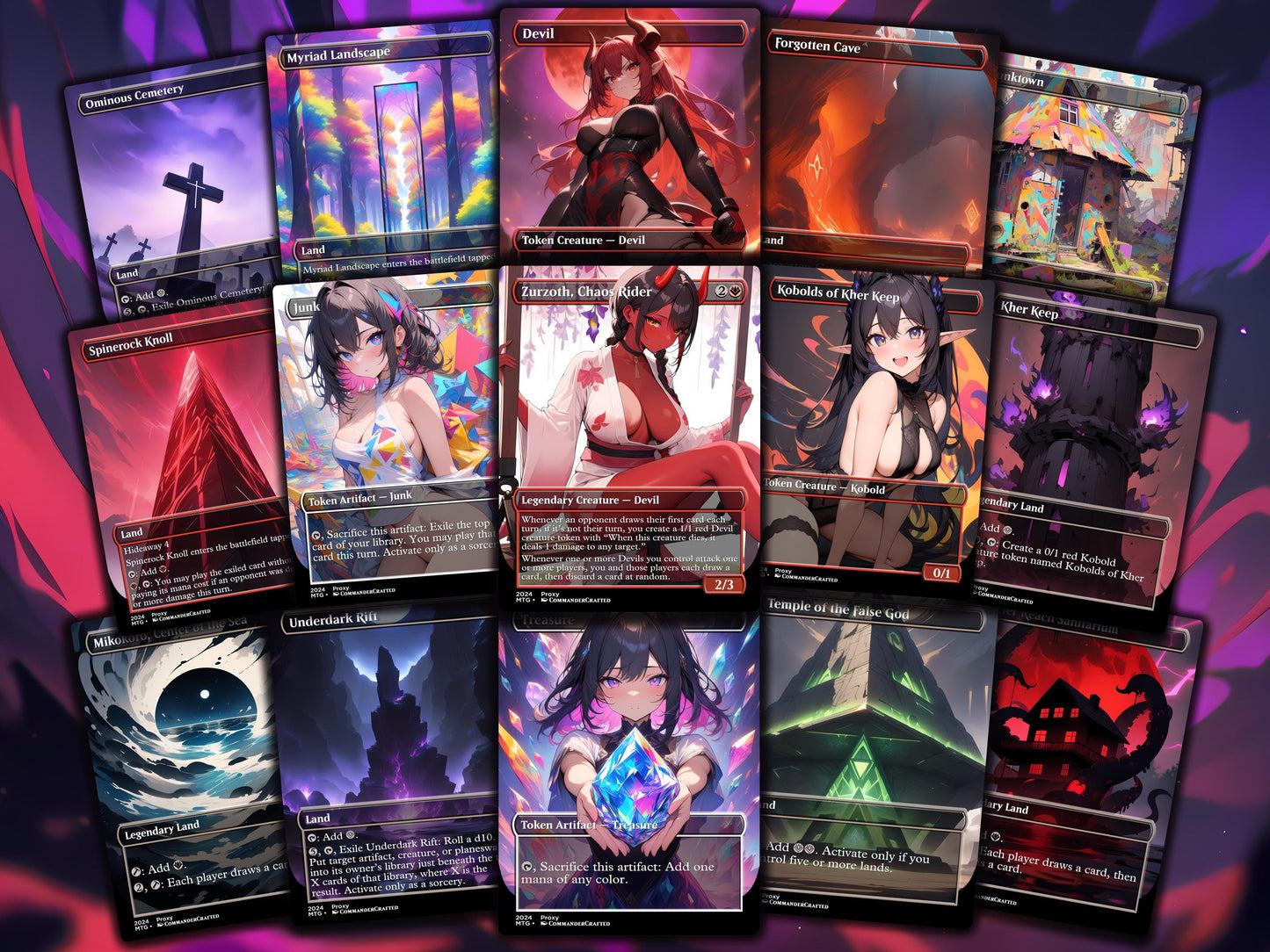 Chaos Commander Deck Zurzoth Custom MTG Cards Premium Proxy Cards Complete EDH Deck Premium Quality