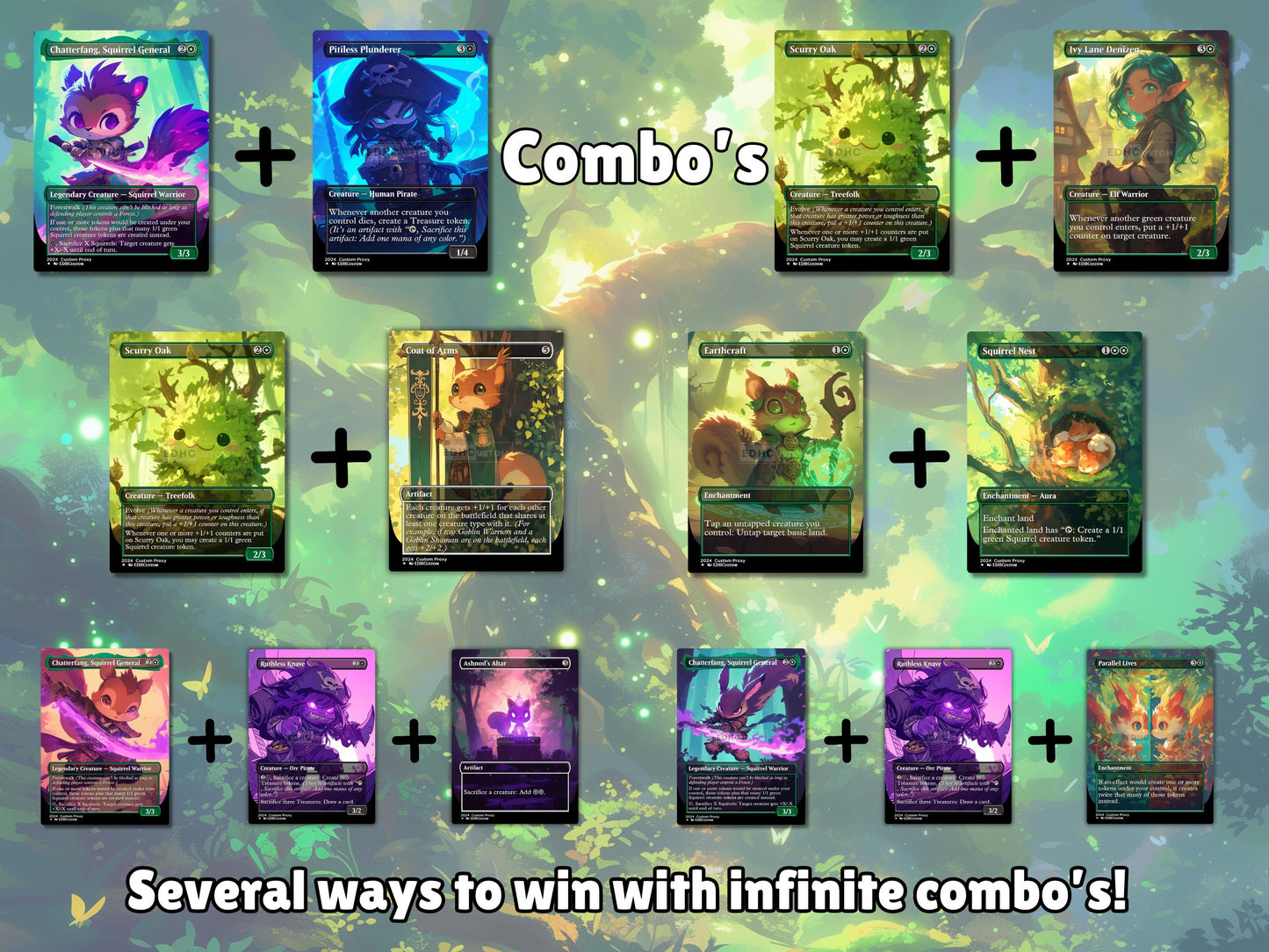 Squirrel Proxy Deck Chatterfang Combo 100 Cards + Sideboard + Tokens | Premium Quality Custom MTG Proxies for EDH Commander