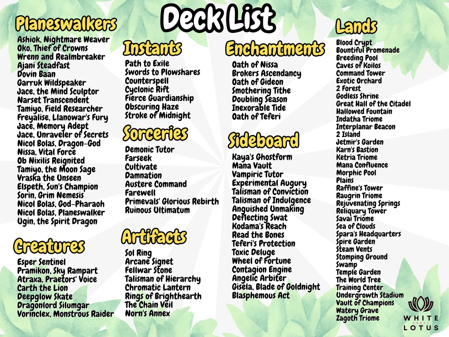 Esika God of the Tree Anime Waifu Proxy Commander Deck Custom Proxy EDH Superfriends English High Quality Cards