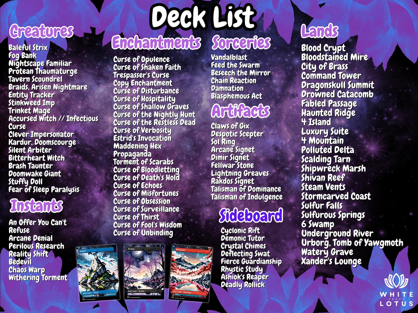 Curse Tribal Anime Waifu Ready to Play Proxy Commander Deck Custom Proxy EDH Curse Tribal English High Quality Cards