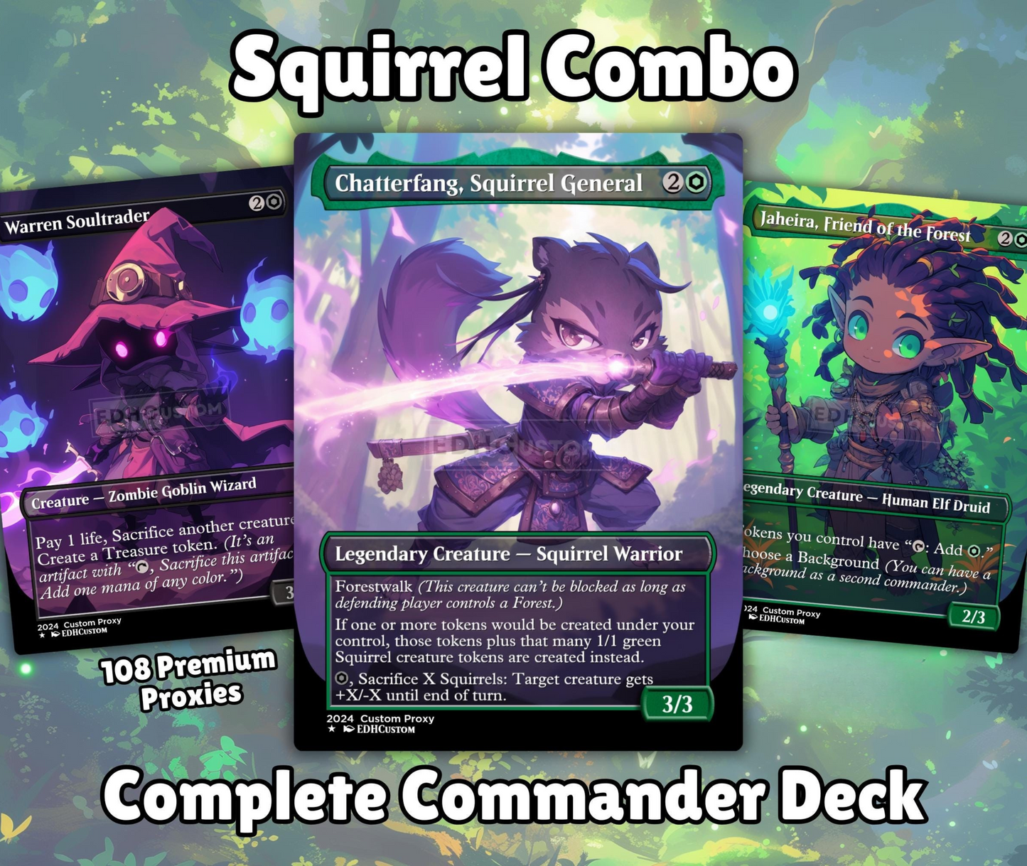 Squirrel Proxy Deck Chatterfang Combo 100 Cards + Sideboard + Tokens | Premium Quality Custom MTG Proxies for EDH Commander