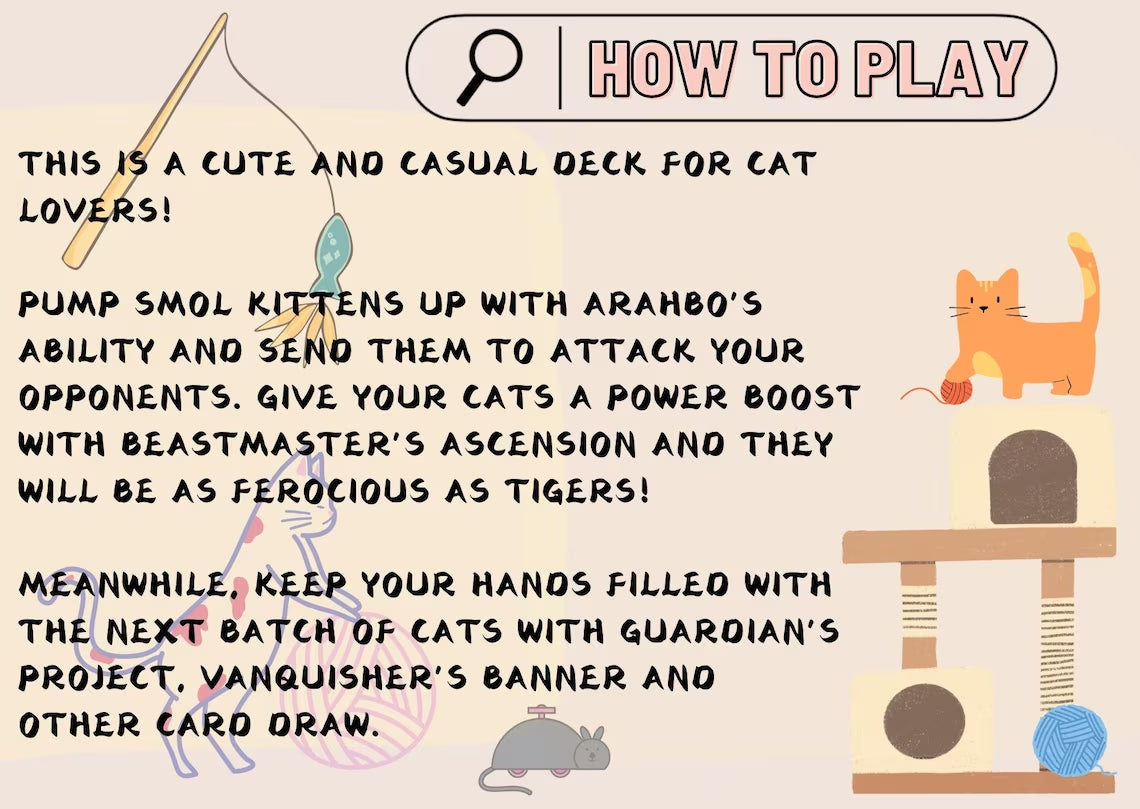Arahbo Cat Tribal Proxy Commander Deck, 100 Cards + 14 Free Tokens | Cute Custom Full Art | MuraProxyArt