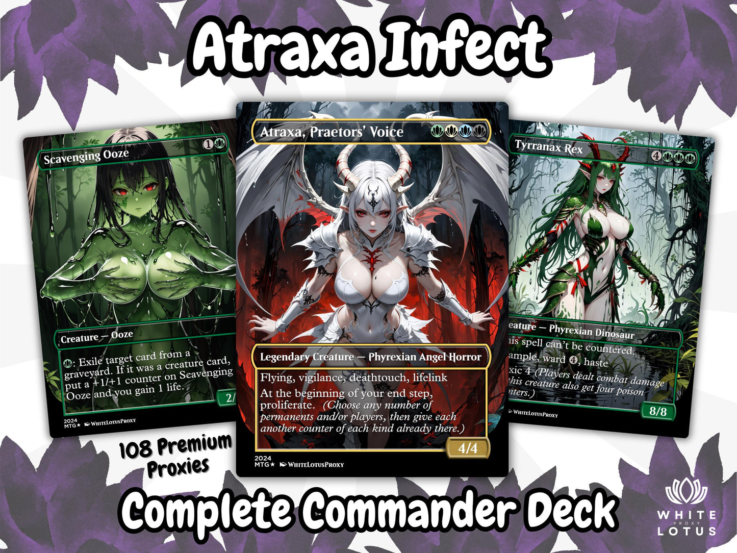 Atraxa INFECT Anime Waifu Ready to Play Proxy Commander Deck Custom Proxy EDH Phyrexian Tribal English High Quality Cards