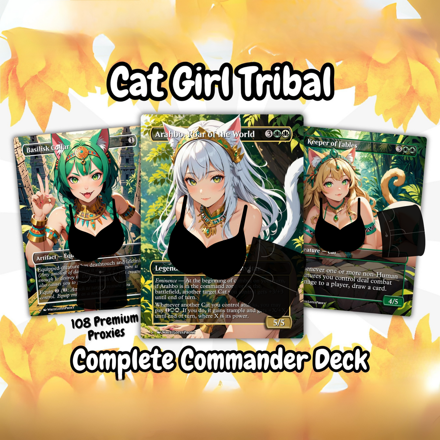 Cat Girl Tribal Anime Waifu Proxy Commander Deck Custom Proxy EDH High Quality Cards