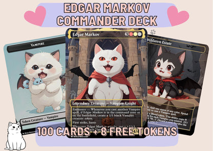 Edgar Markov Vampire Tribal Proxy Commander Deck, 100 Cards + 8 Free Tokens | Cute Custom Full Art | MuraProxyArt