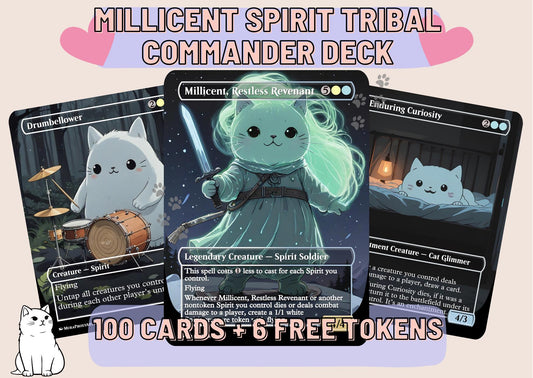 Millicent Spirit Tribal Proxy Commander Deck, 100 Cards + 6 Free Tokens | Cute Custom Full Art | MuraProxyArt