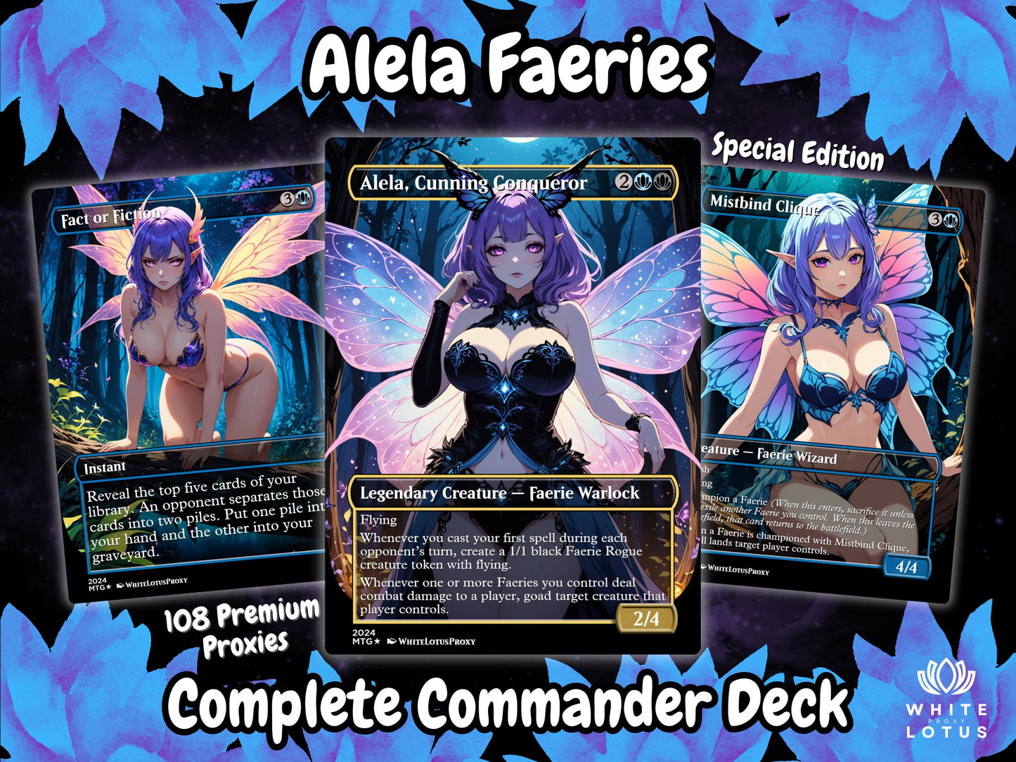 Alela Faeries Anime Waifu Proxy Commander Deck Special Edition Custom EDH Deck English High Quality Cards