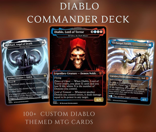 Diablo Themed Commander Deck Proxies, Demon Tribal/Reanimation, 105+ Unique Cards, High Quality Custom Card Proxy Replicas for Commander EDH