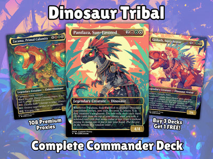 Dinosaur Proxy Deck Pantlaza 100 Cards + Sideboard + Tokens | Premium Quality Custom MTG Proxies for EDH Commander