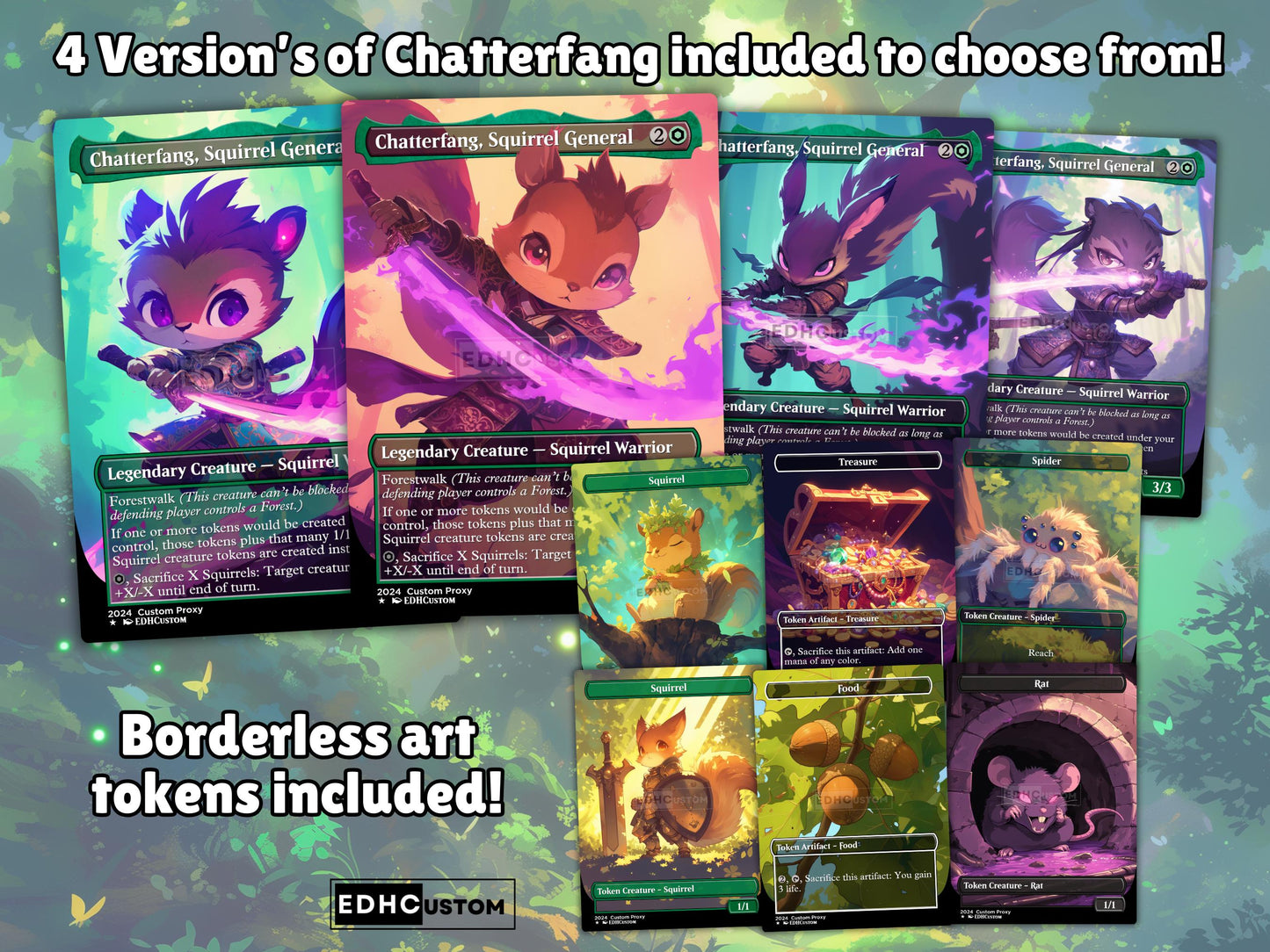 Squirrel Proxy Deck Chatterfang Combo 100 Cards + Sideboard + Tokens | Premium Quality Custom MTG Proxies for EDH Commander