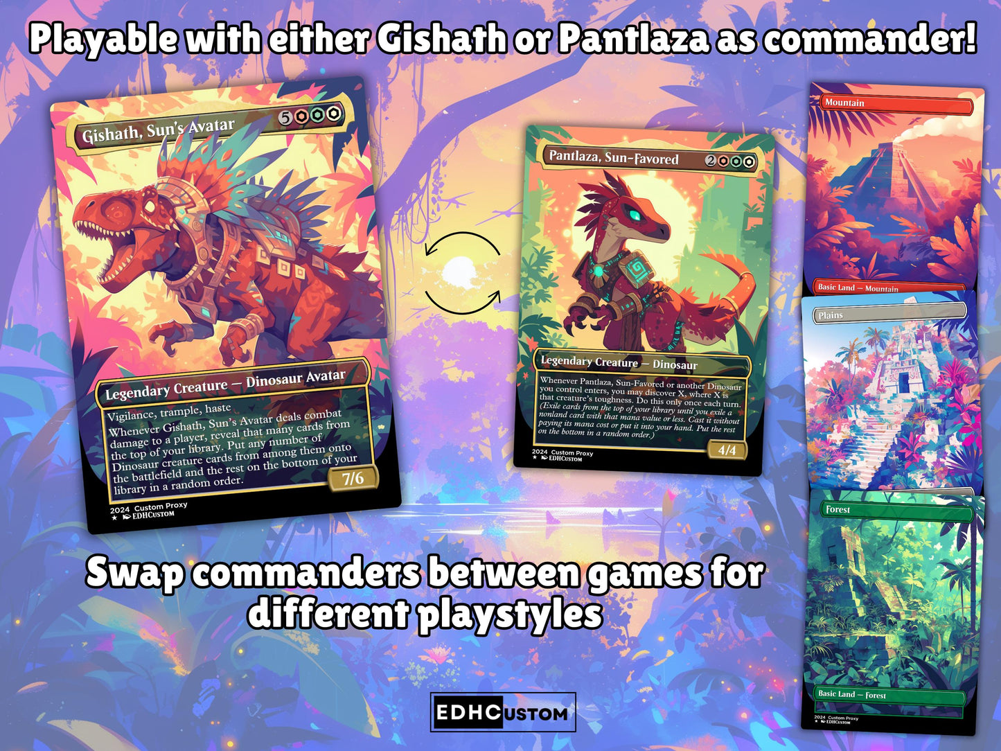 Dinosaur Proxy Deck Pantlaza 100 Cards + Sideboard + Tokens | Premium Quality Custom MTG Proxies for EDH Commander