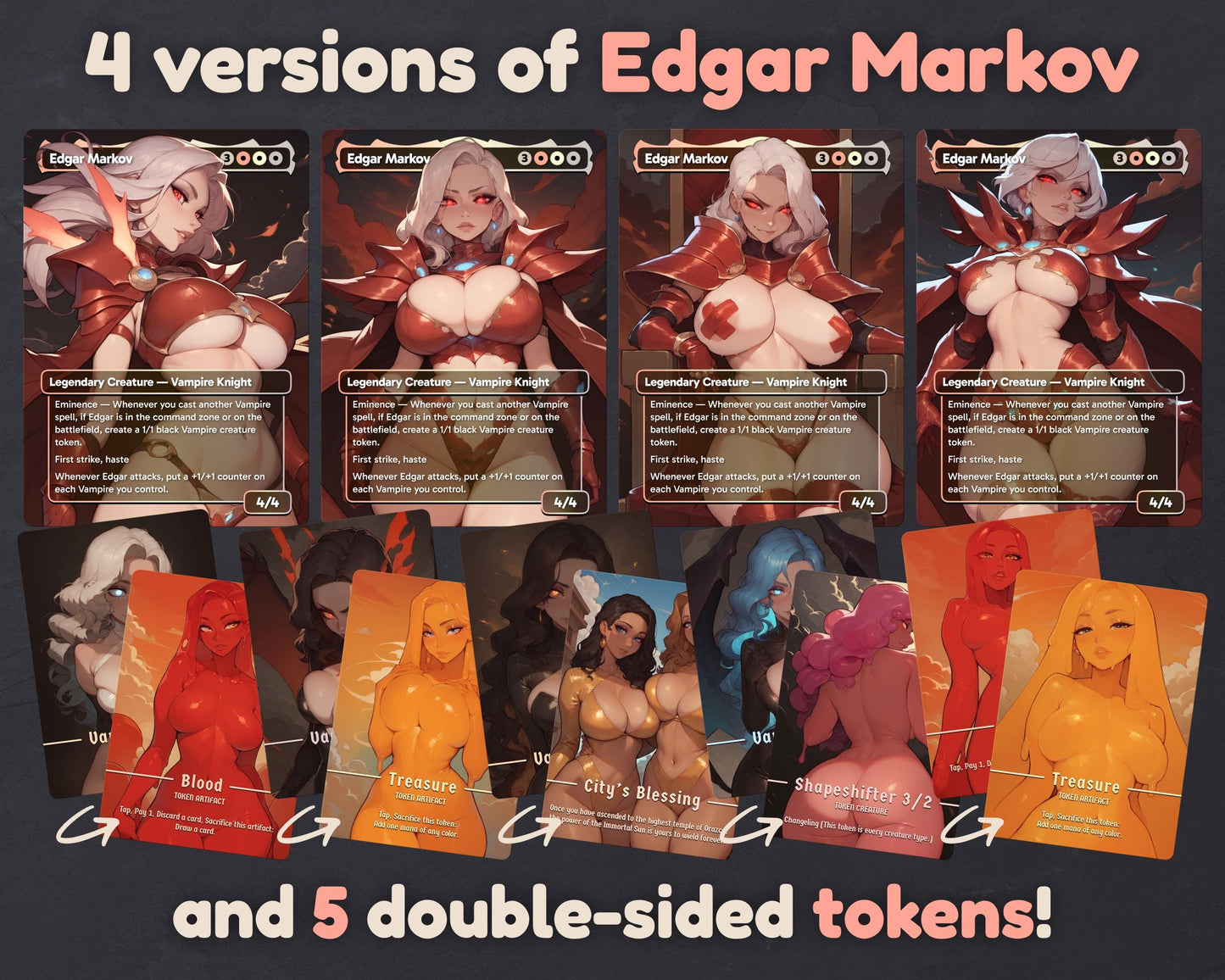 Edgar Markov Vampires - Full TCG Proxy Commander EDH Deck - 108 cards - Tokens included - Waifu Anime Girls