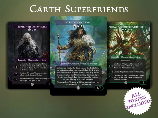 Carth Superfriends - Commander EDH Deck - With Tokens - MTG Full Proxy Deck, Altered Cards cEDH