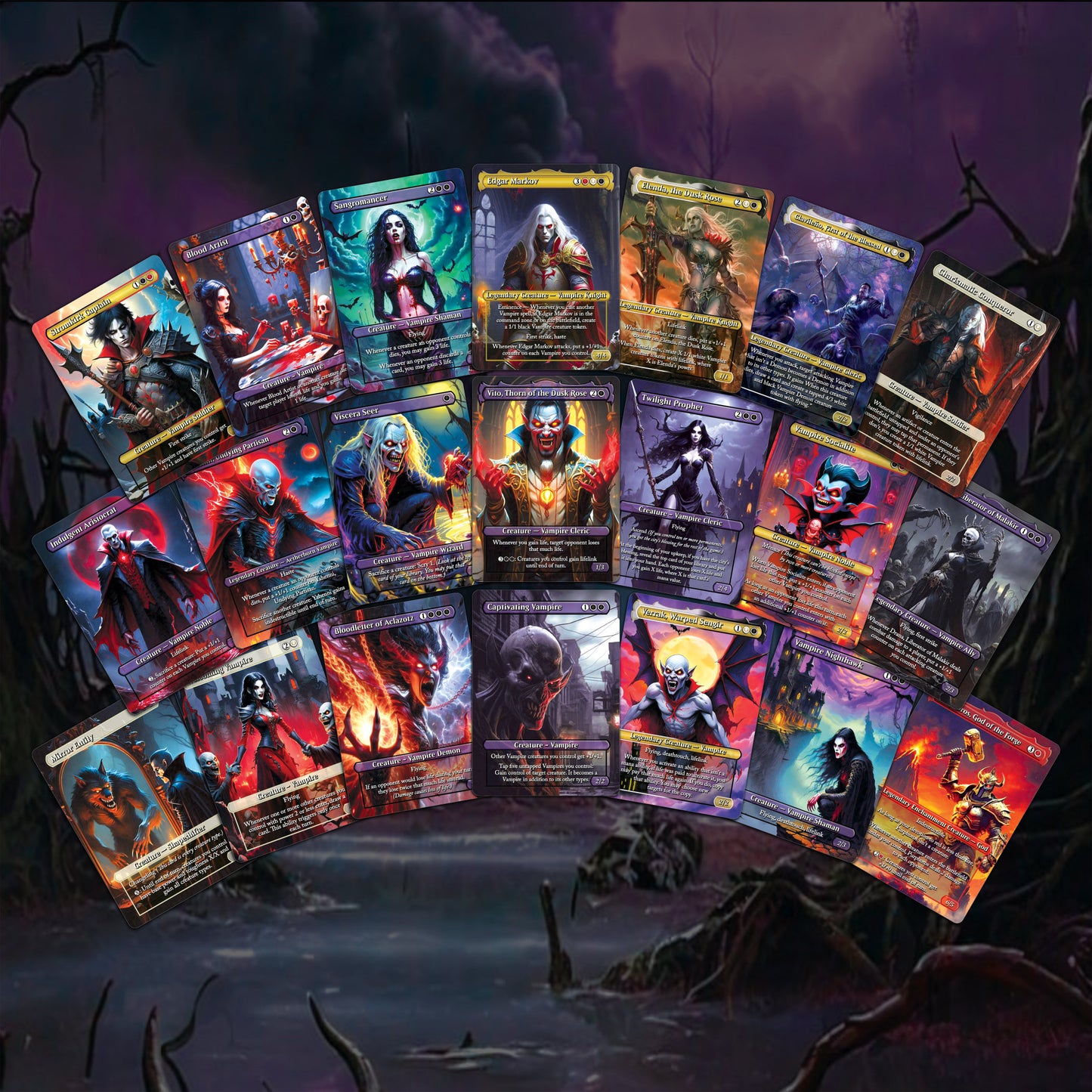 Vampire Commander Deck - Edgar Markov High Quality MTG Proxies for EDH, Full 100 Card Ready to Play Deck with Custom Art + Bonus