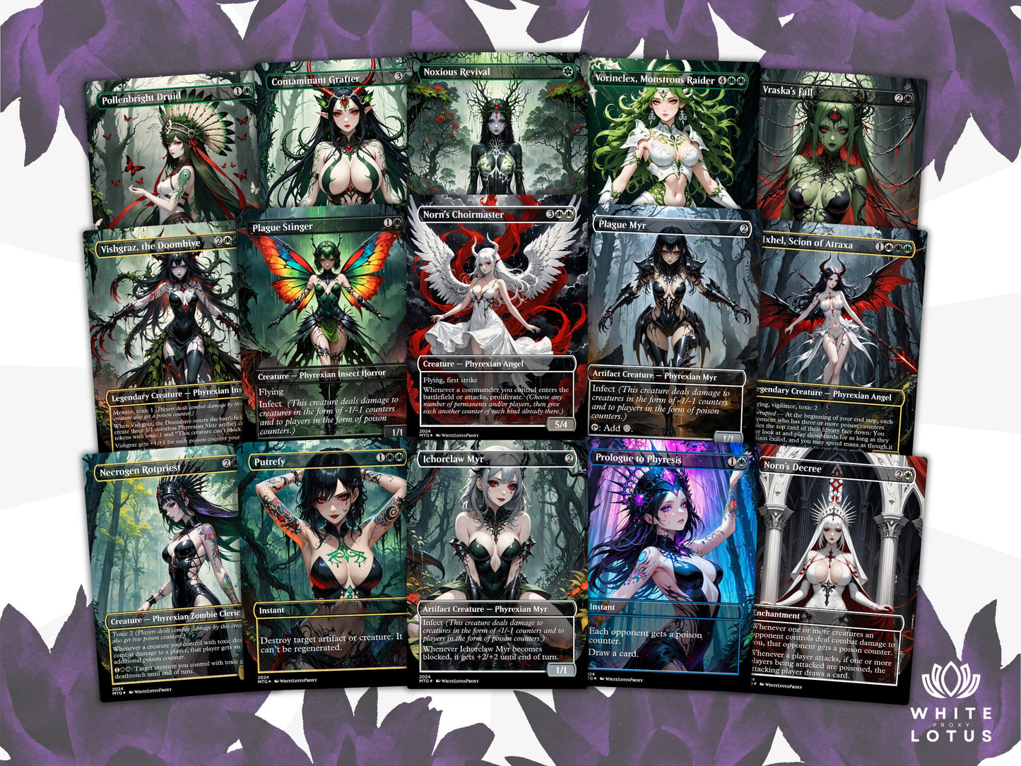 Atraxa INFECT Anime Waifu Ready to Play Proxy Commander Deck Custom Proxy EDH Phyrexian Tribal English High Quality Cards