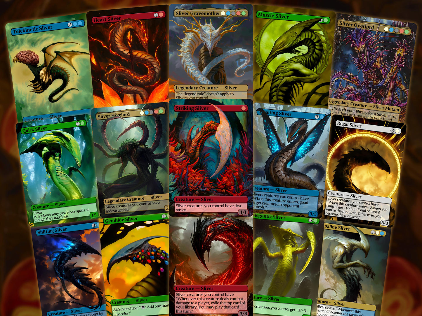 The First Sliver Custom Commander Deck - Proxy - Perfect Magic Gift - Tokens Included - Sliver Tribal Deck - Premium 110 card EDH Deck