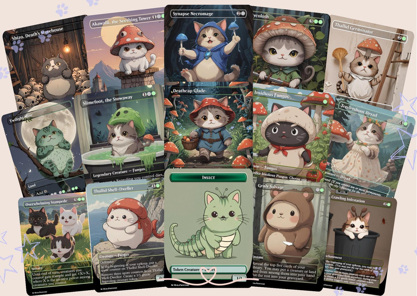 Mycotyrant Self Mill Proxy Commander Deck, 100 Cards + 6 Free Tokens | Cute Custom Full Art | MuraProxyArt