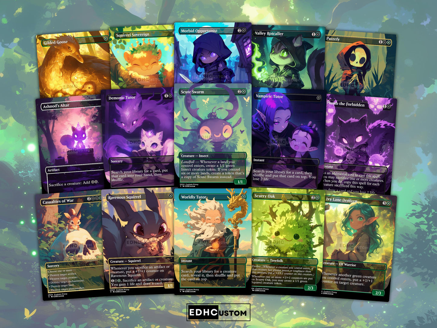 Squirrel Proxy Deck Chatterfang Combo 100 Cards + Sideboard + Tokens | Premium Quality Custom MTG Proxies for EDH Commander
