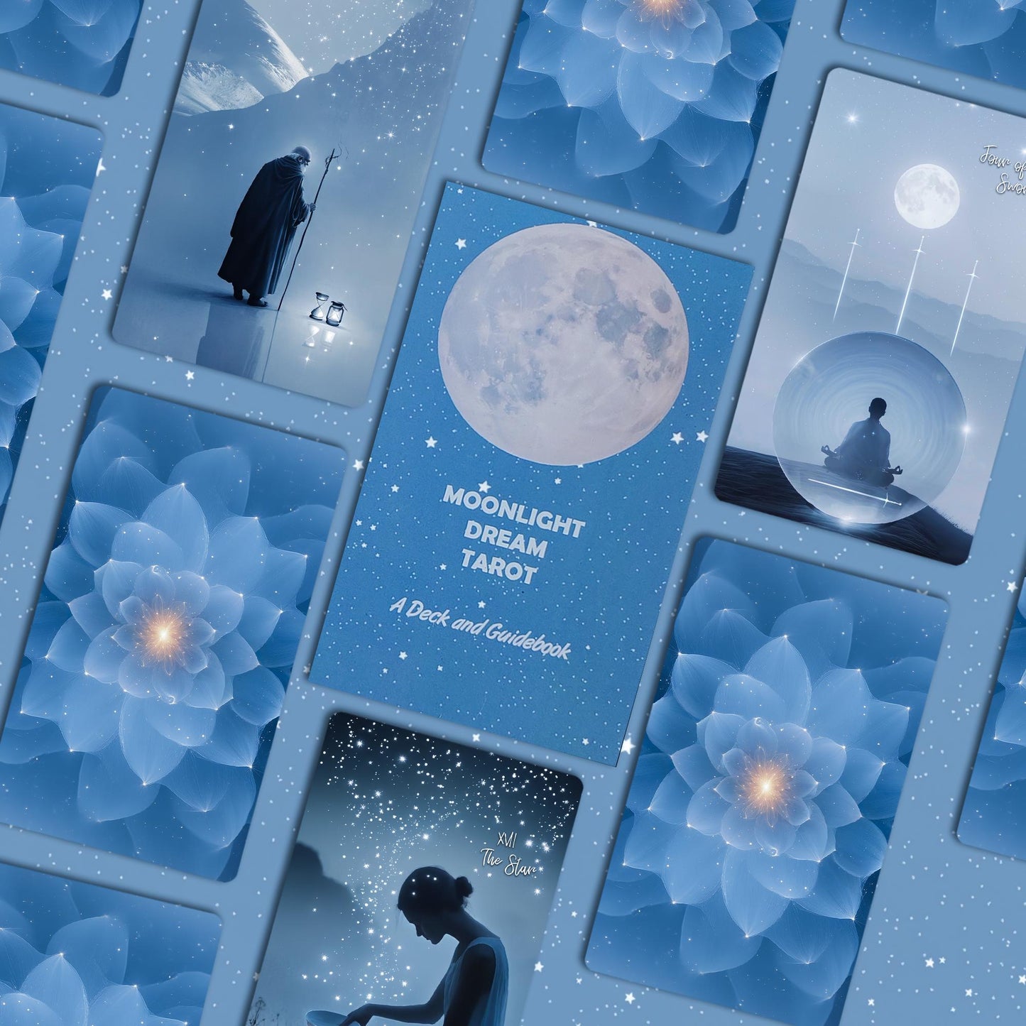 Moonlight Dream Tarot | 78 Tarot Cards Deck, 4 Extra Cards, for Beginner, Silver laser edge, Tarot Deck Gifts