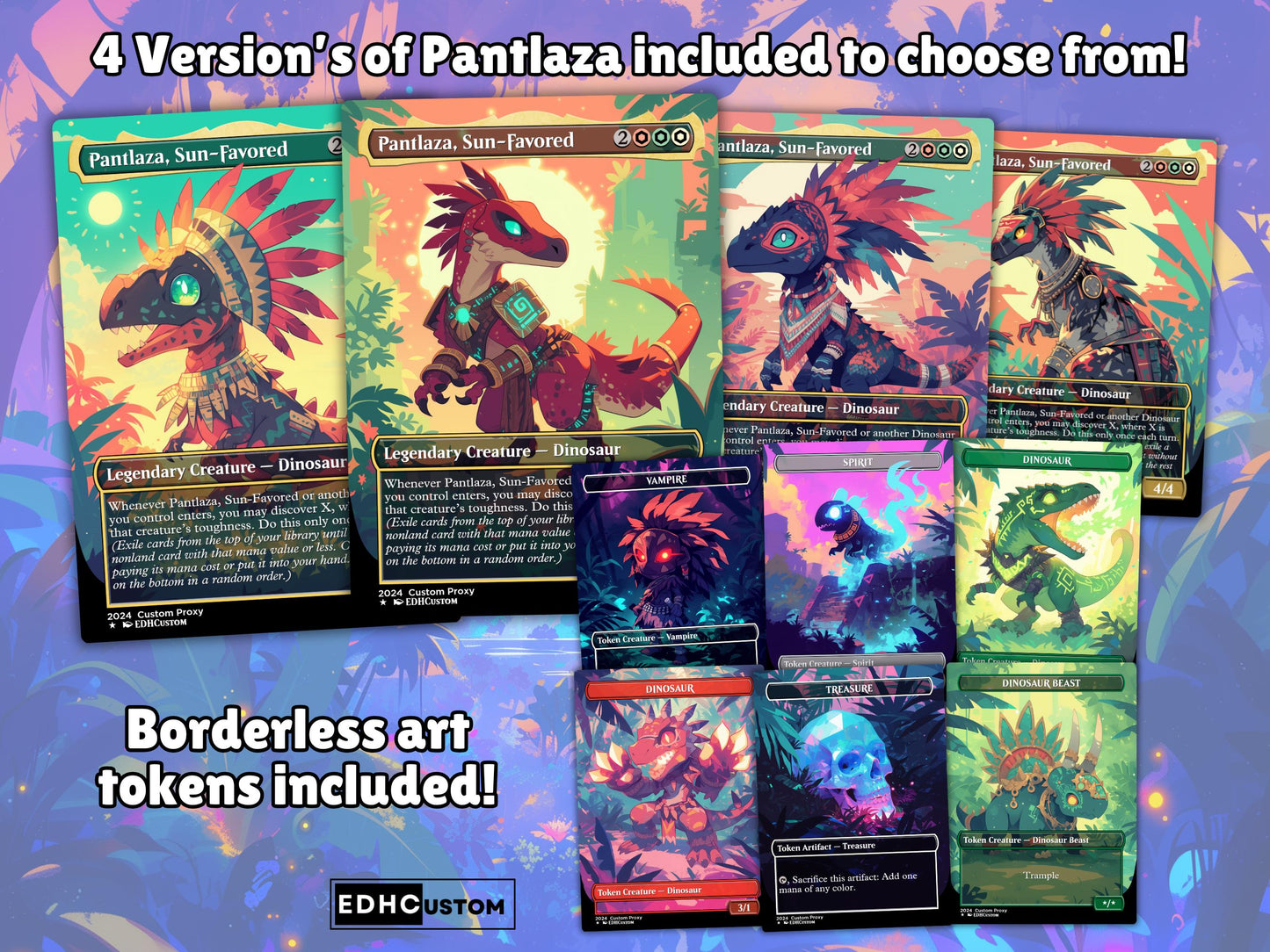 Dinosaur Proxy Deck Pantlaza 100 Cards + Sideboard + Tokens | Premium Quality Custom MTG Proxies for EDH Commander